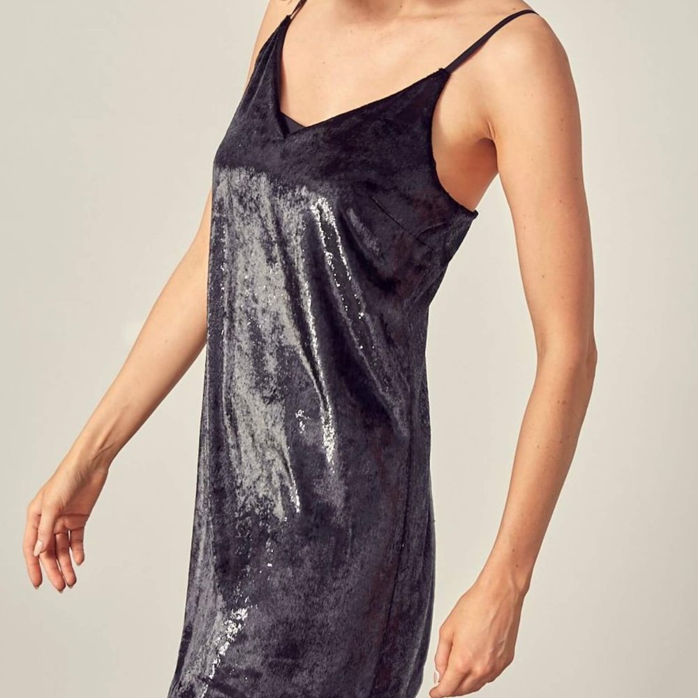 Mustard Seed black velvet mini dress